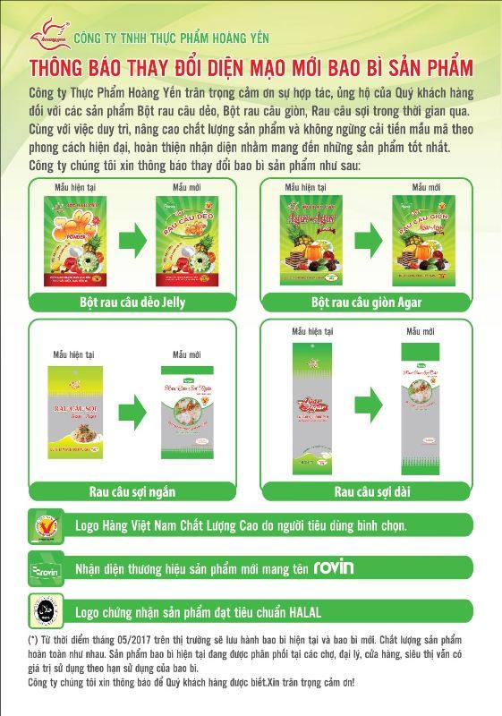 Rau câu sợi Agar agar Hoàng Yến gói 20g - Giastore