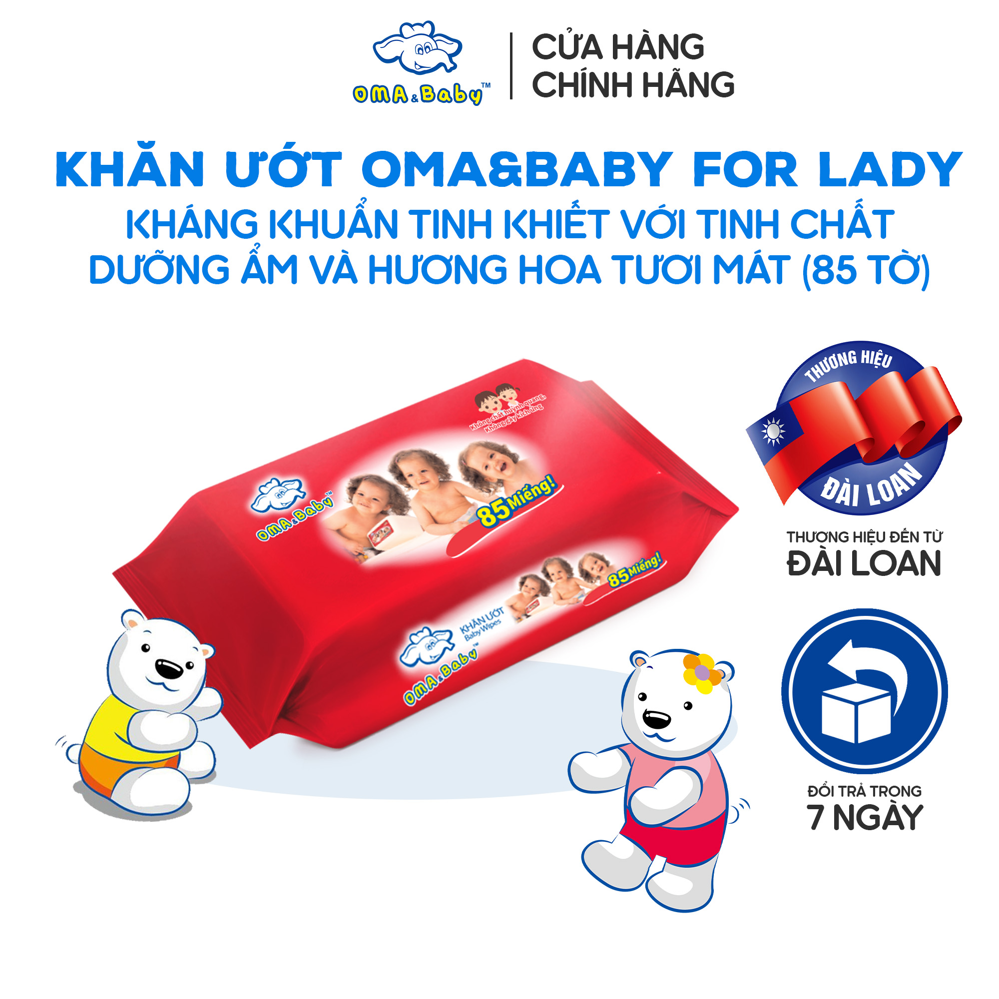Khăn Ướt Cho Bé OMA & Baby Không Mùi