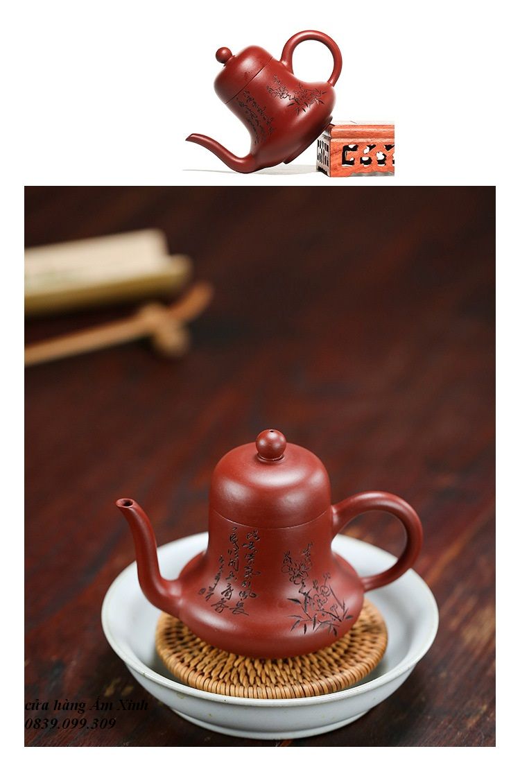 Ấm Tử Sa Nghi Hưng Tư Đình 130 ml (Đại Hồng Bào)