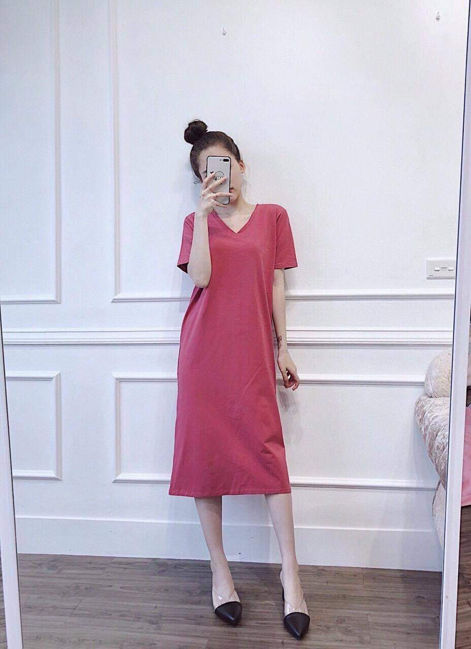 Sale xả đầm thun cotton trơn  nữ