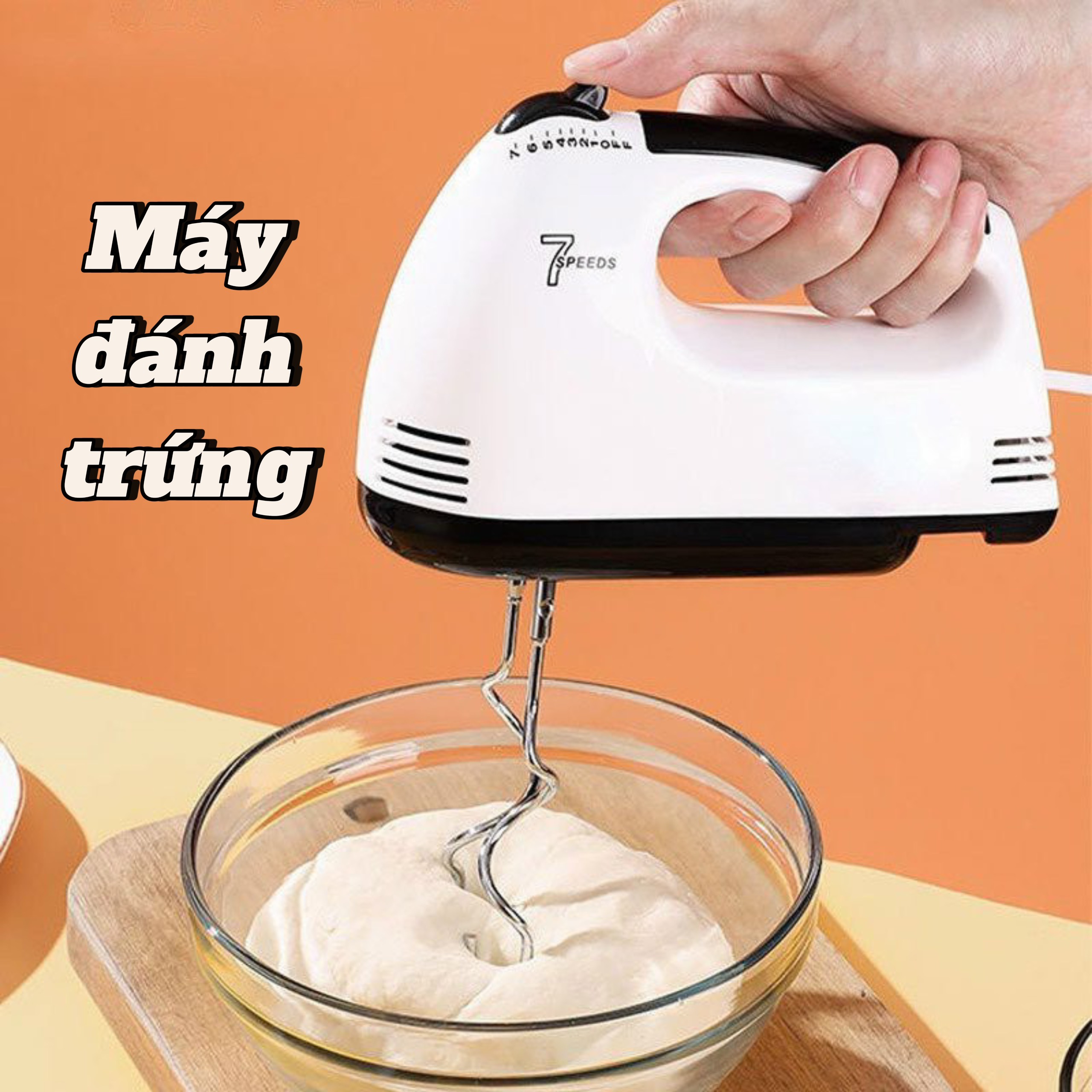 [HCM]Máy đánh trứng cầm tay 7 tốc độ  – làm bánh bông lan trộn tạo bọt café tạo bọt