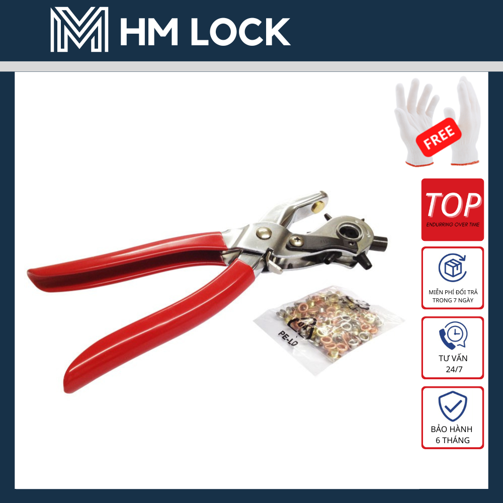 KÌM BẤM LỖ DÂY NỊT TOP KÈM KHOAN - KÍCH THƯỚC LỖ: 1.5MM, 2.5mm, 3.3mm, 4.1mm, 4.5mm - HM LOCK