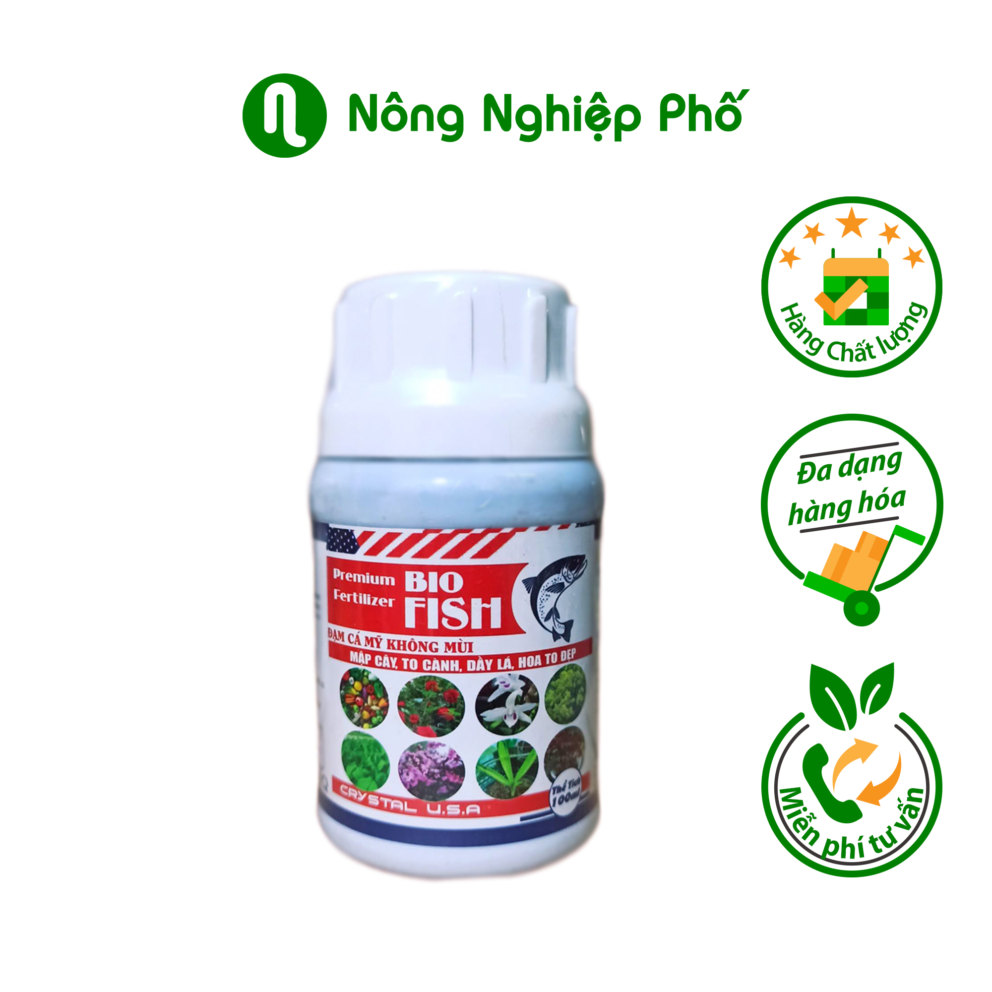 Đạm cá mỹ bio fish không mùi - chai 100ml - nông nghiệp phố