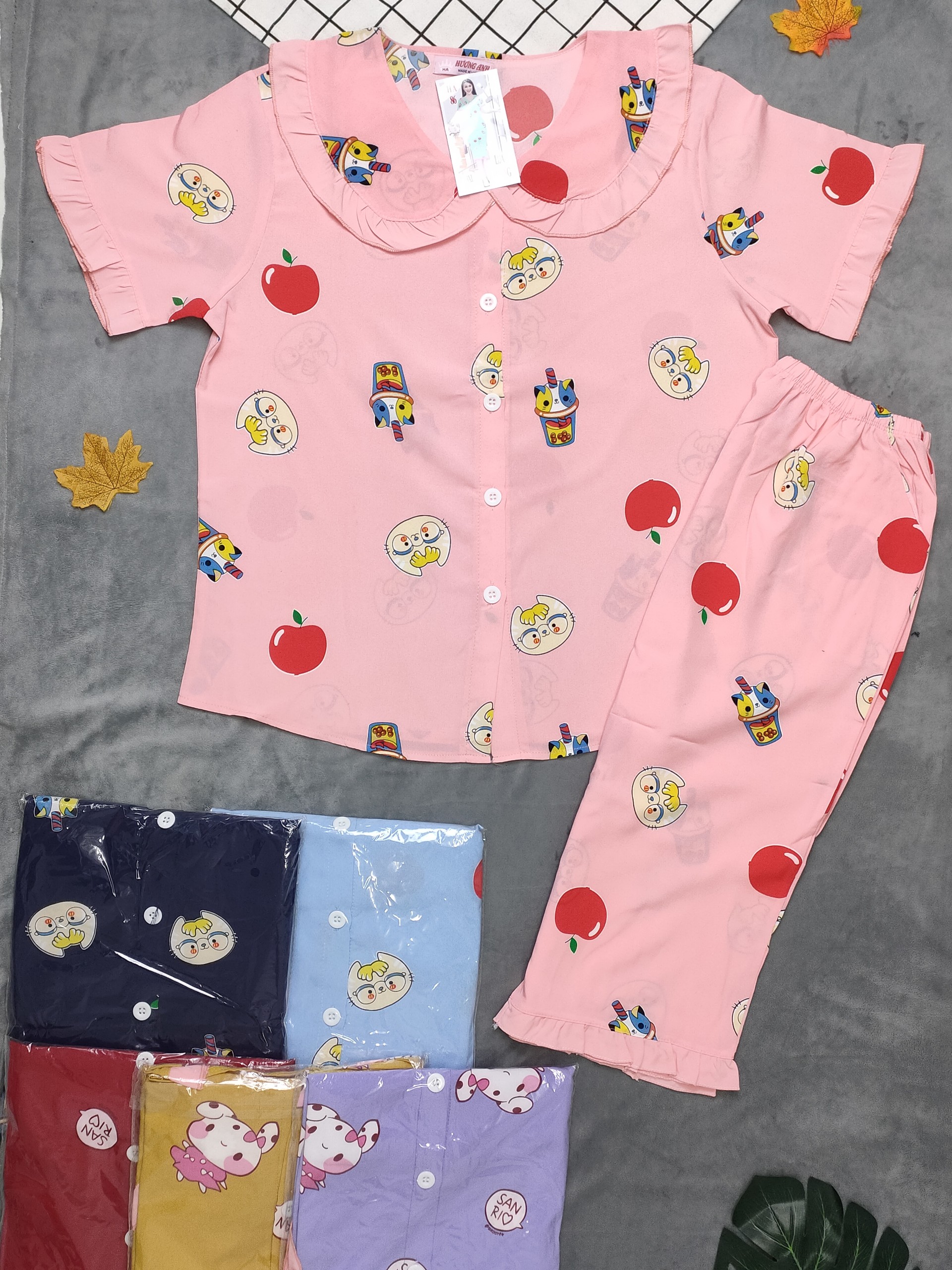 Bộ Lụa Pijama Viền Bèo  loại 1 (Size 45-60kg) (giao màu ngẫu nhiên)