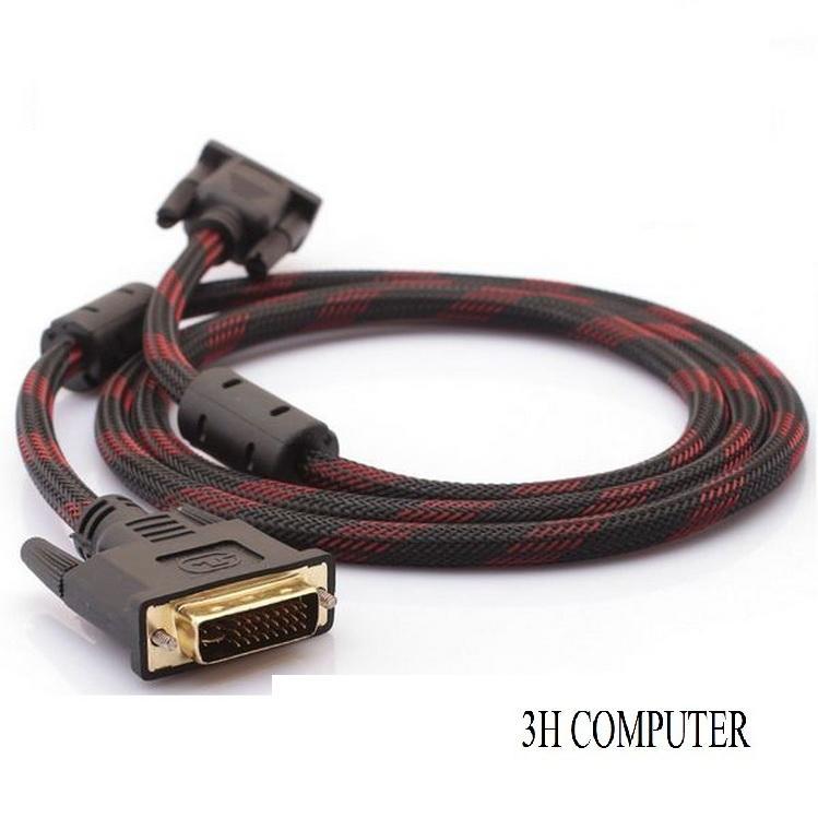 Dây cáp bọc lưới 2 đầu DVI (24+1) dài 1M5 Chống nhiễu tốt, Cable DVI to DVI