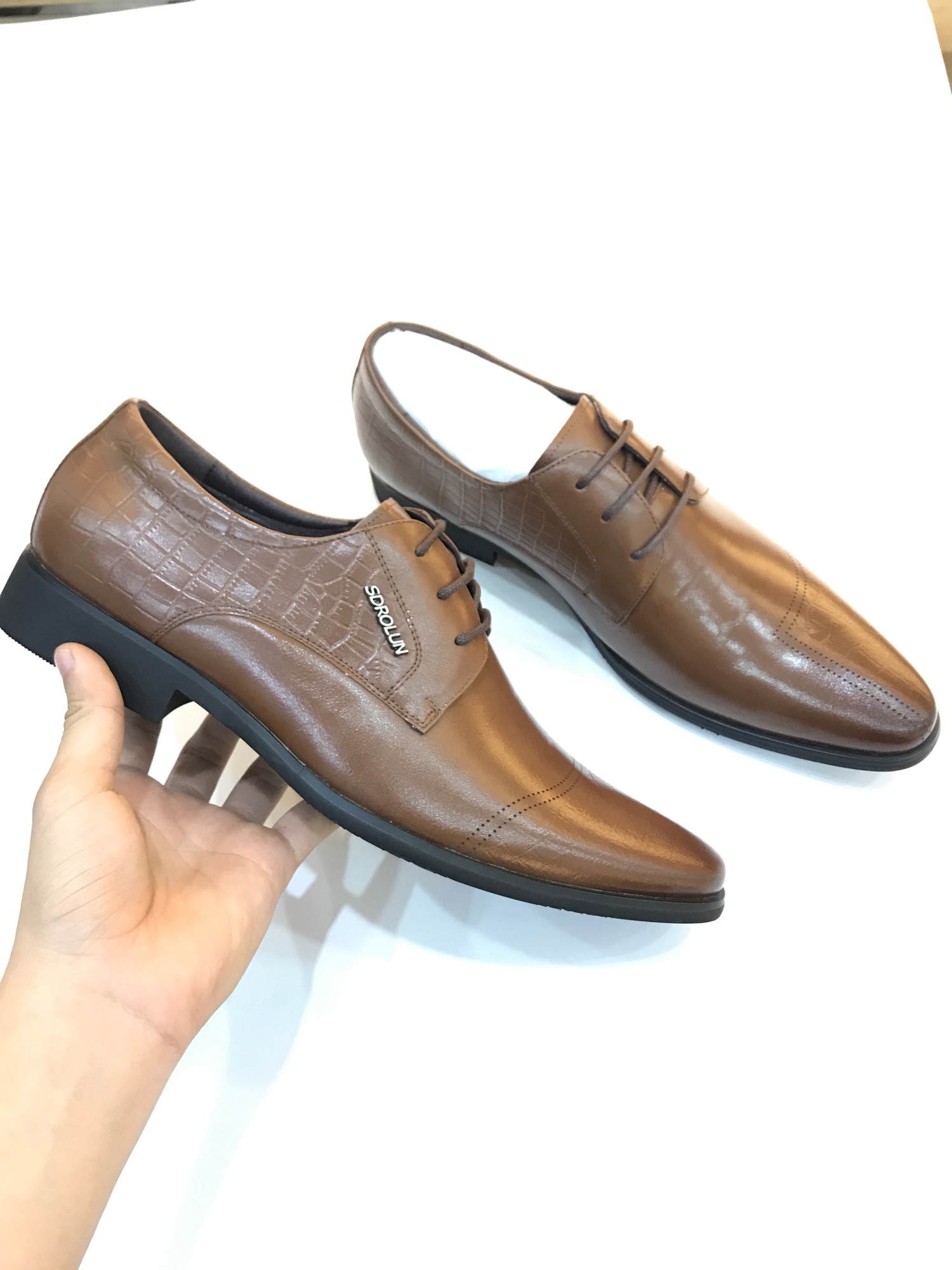 Giầy da nam nâu cao cấp 564
