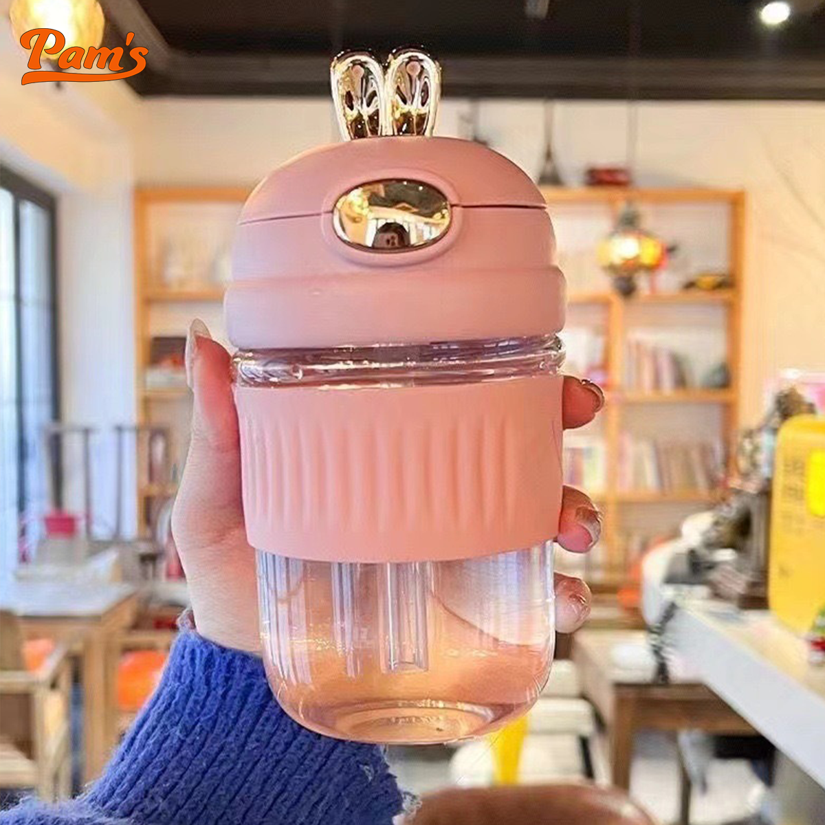 [QUÀ TẶNG - MÀU NGẪU NHIÊN]Bình Thuỷ Tinh Bọc Silicone Đựng Sữa Hạt 400ml Pams