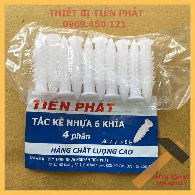 Bộ 10 Tắc Kê Nhựa 6 Khía Full Size (Loại Dẻo) Từ 2 Phân đến 7 Phân Dùng Cho Ốc Từ 5 Li đến 12 Li Chính Hãng TIẾN PHÁT