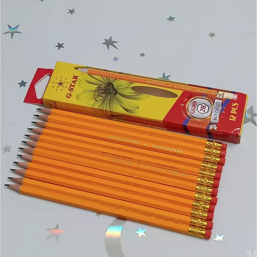[Lẻ 1 cây] Bút viết chì gỗ Gstar 009 độ đậm 2B phù hợp tập viết