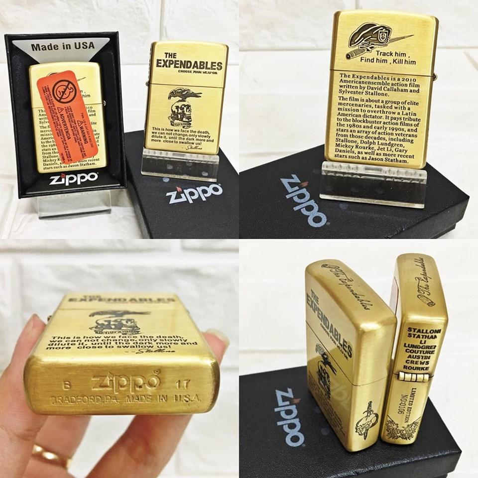 [HCM]BẬT LỬA ZIPPO MỸ - ĐỒNG KHẮC 5 MẶT THE EXPENDABLES - (CÓ TEM ĐỎ) - (XÀI XĂNG)