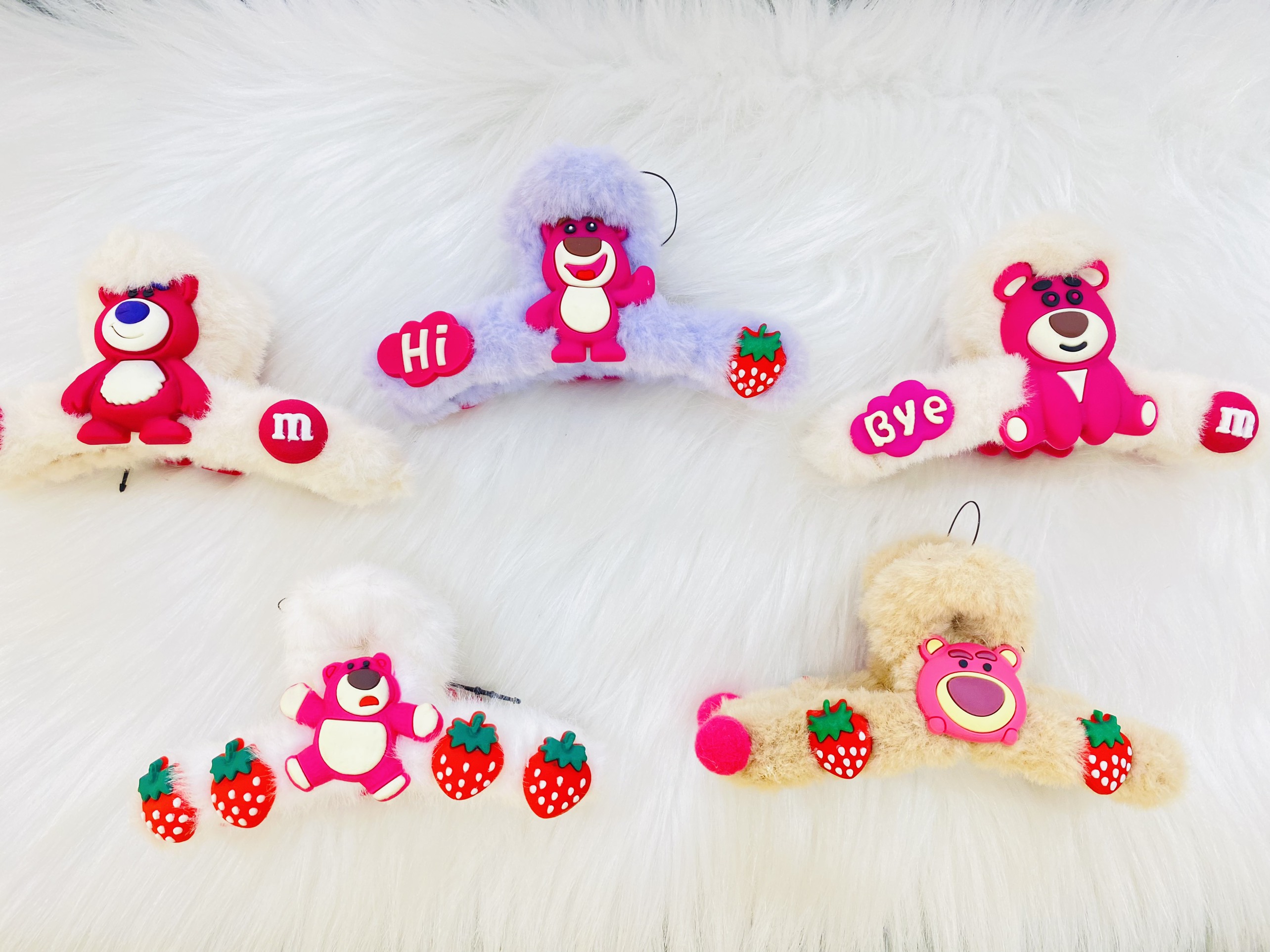 KẸP TÓC GẤU DÂU LOTSO MÀU HỒNG SIÊU CUTE