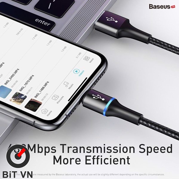 Cáp sạc vải dù Baseus Data Halo 3 in 1 (USB to Type C/ Lightning/ Micro, 3.5A Fast Charging & Sync Data Cable) - BiT VN