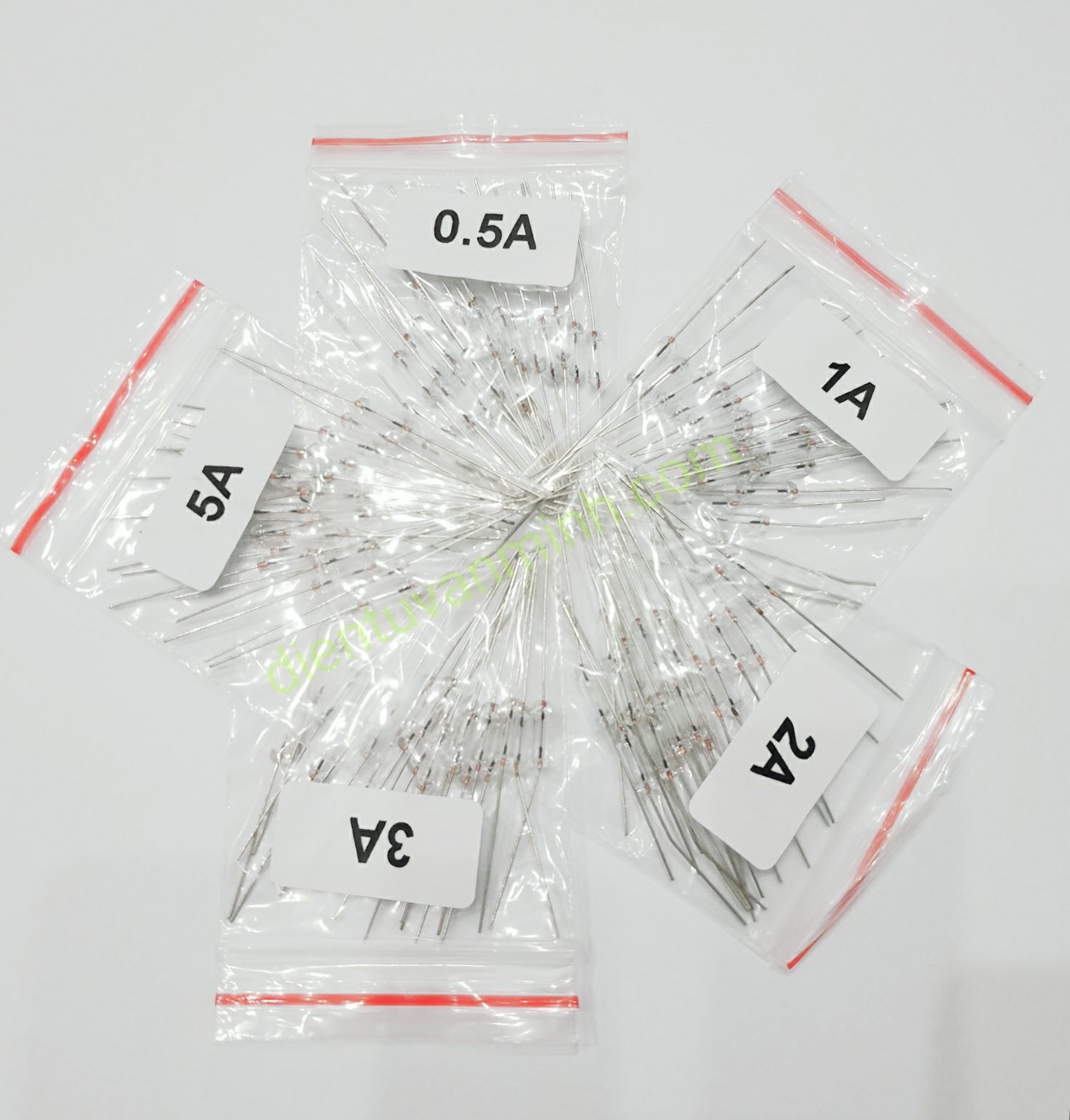 Cầu chì ống thủy tinh chân hàn-0.5A-1A-2A-3A-5A (10 chiếc)