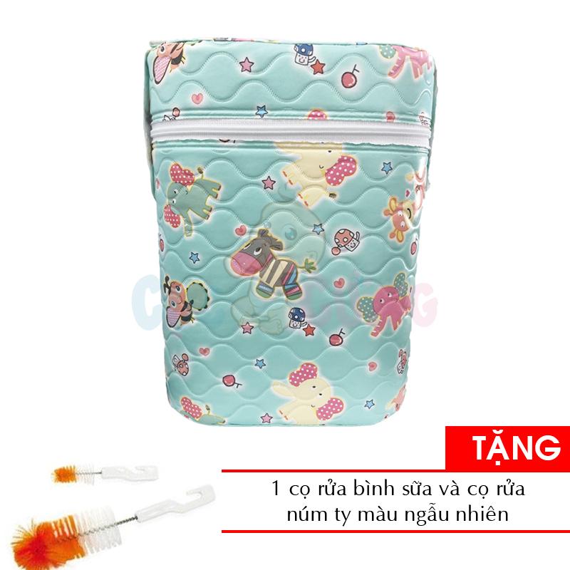 Bình ủ sữa cổ rộng đôi - họa tiết ngẫu nhiên baby chick tặng 1 cọ rửa bình sữa