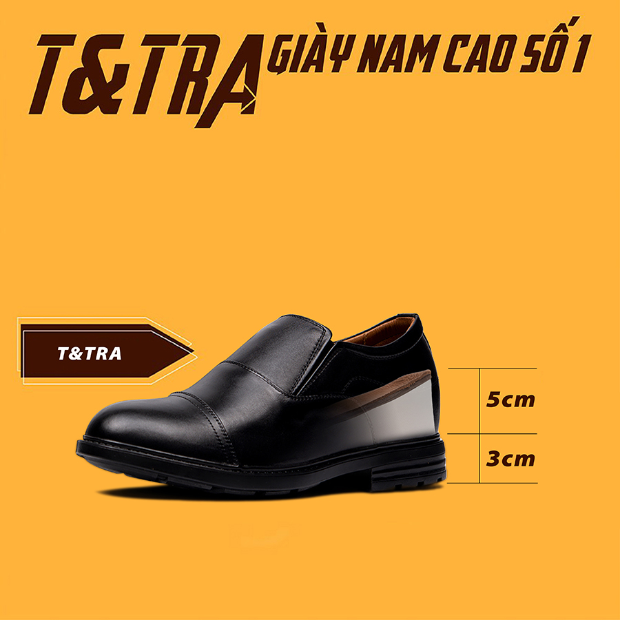 [ 8CM ] Giày Độn Nam T&TRA T76 Đen