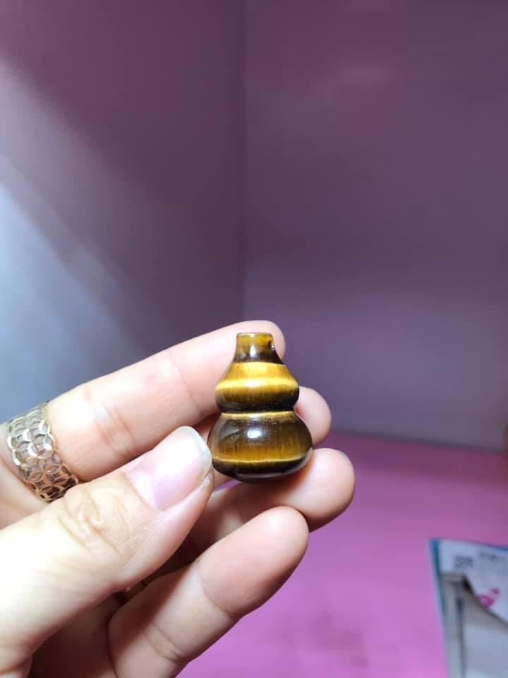 Mặt dây chuyền hồ lô đá mắt hổ- tặng kèm khuyên và dây đeo-size lớn
