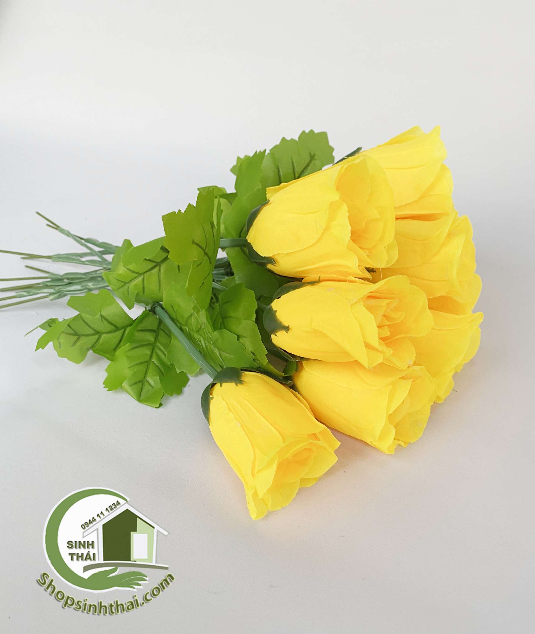Cành hoa hồng ca sĩ màu vàng, hồng, đỏ - hoa hồng giả cao cấp