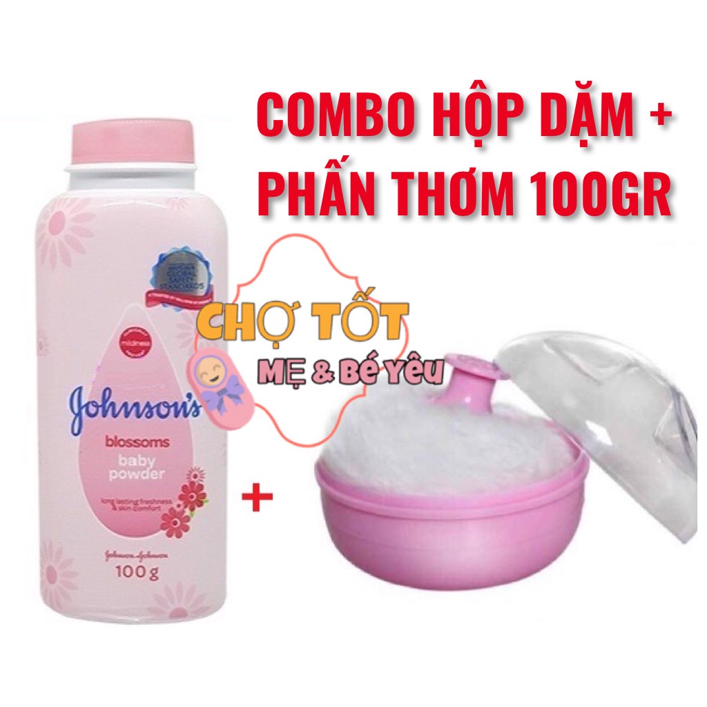 Hộp đựng phấn/bông dặm phấn kèm phấn rôm johnson