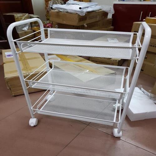 Xe đẩy spa 3 tầng sắt khay lưới XDS03