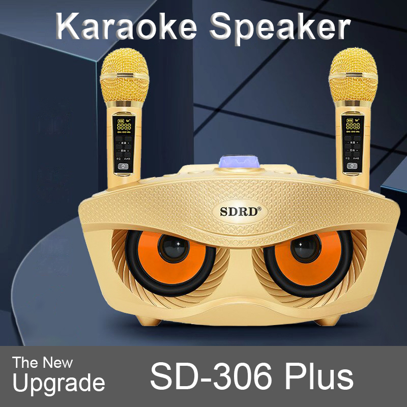 Loa Bluetooth karaoke SDRD SD 306 Plus bản 2021 đa năng, Loa kèm 2 micro hát karaoke Không dây- Chỉnh và lọc âm thú vị
