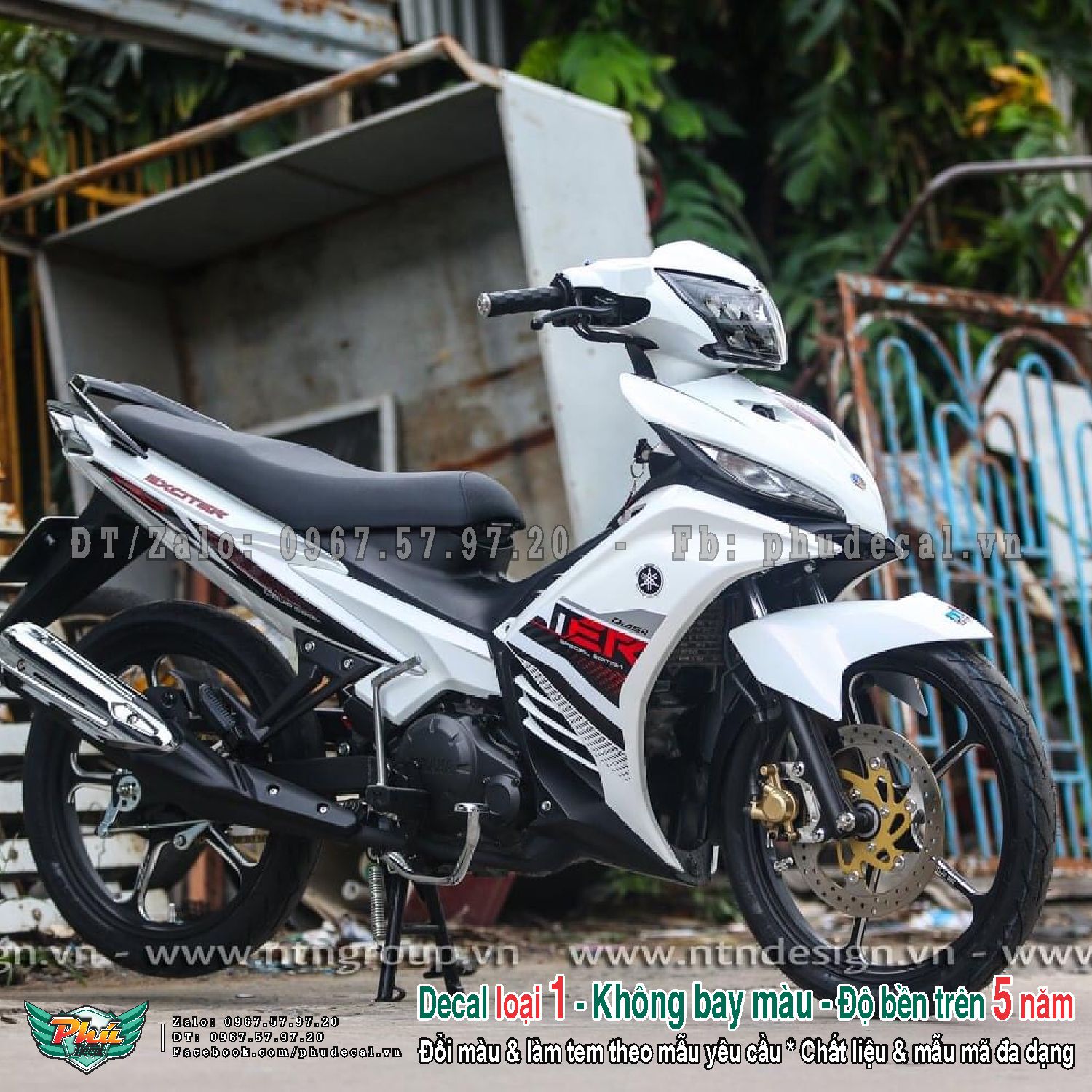 Tem rời xe exciter 135 y15 trắng đen