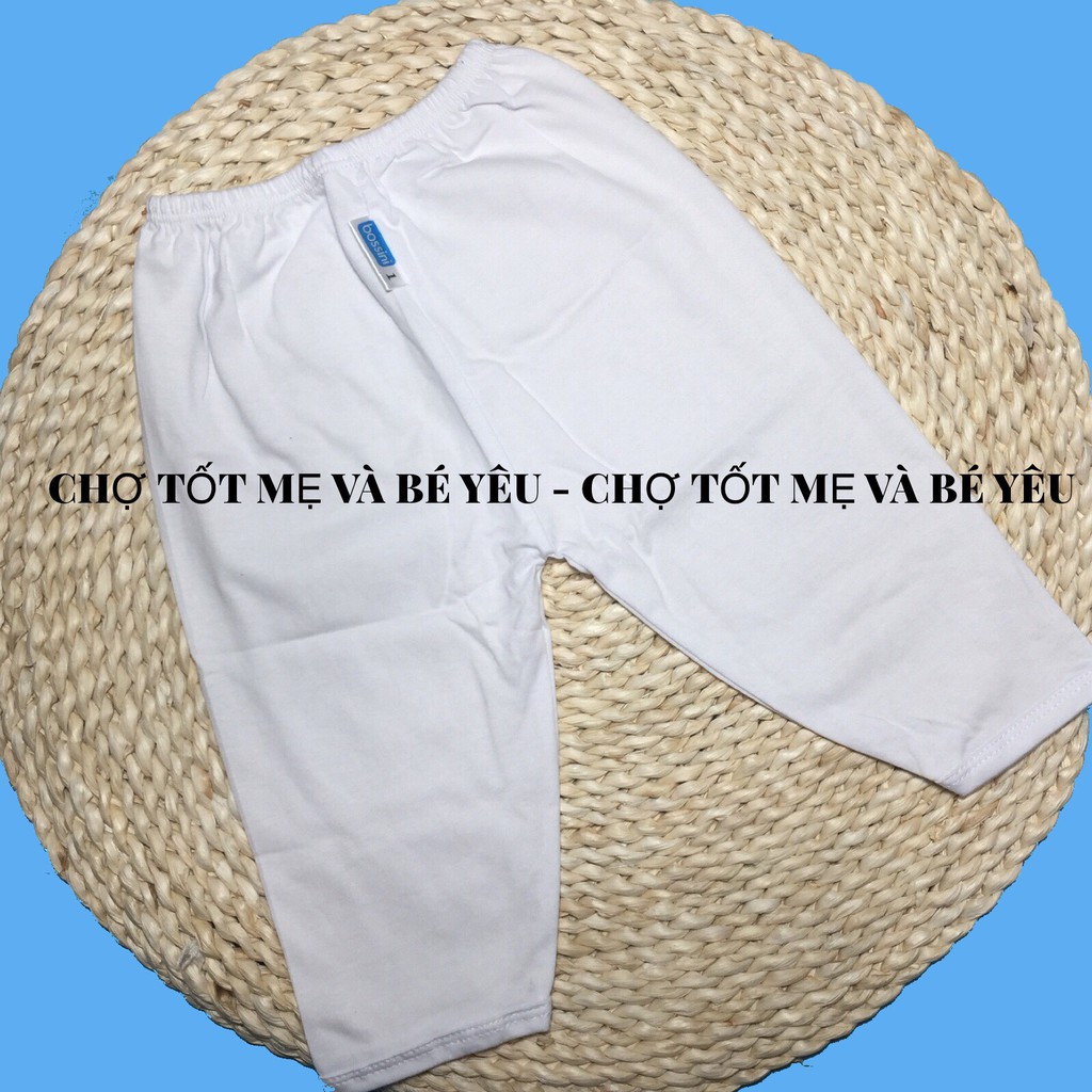 Quần dài sơ sinh, quần cotton trắng cho bé mặc nhà hiệu bossini