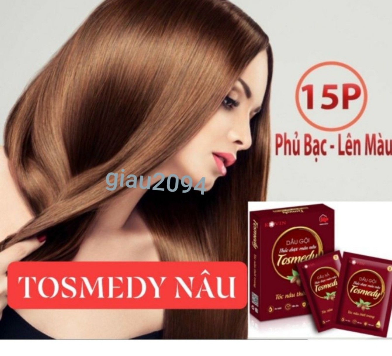 (1 gội +1 xã) gội nâu hạt dẻ thảo dược tosmedy