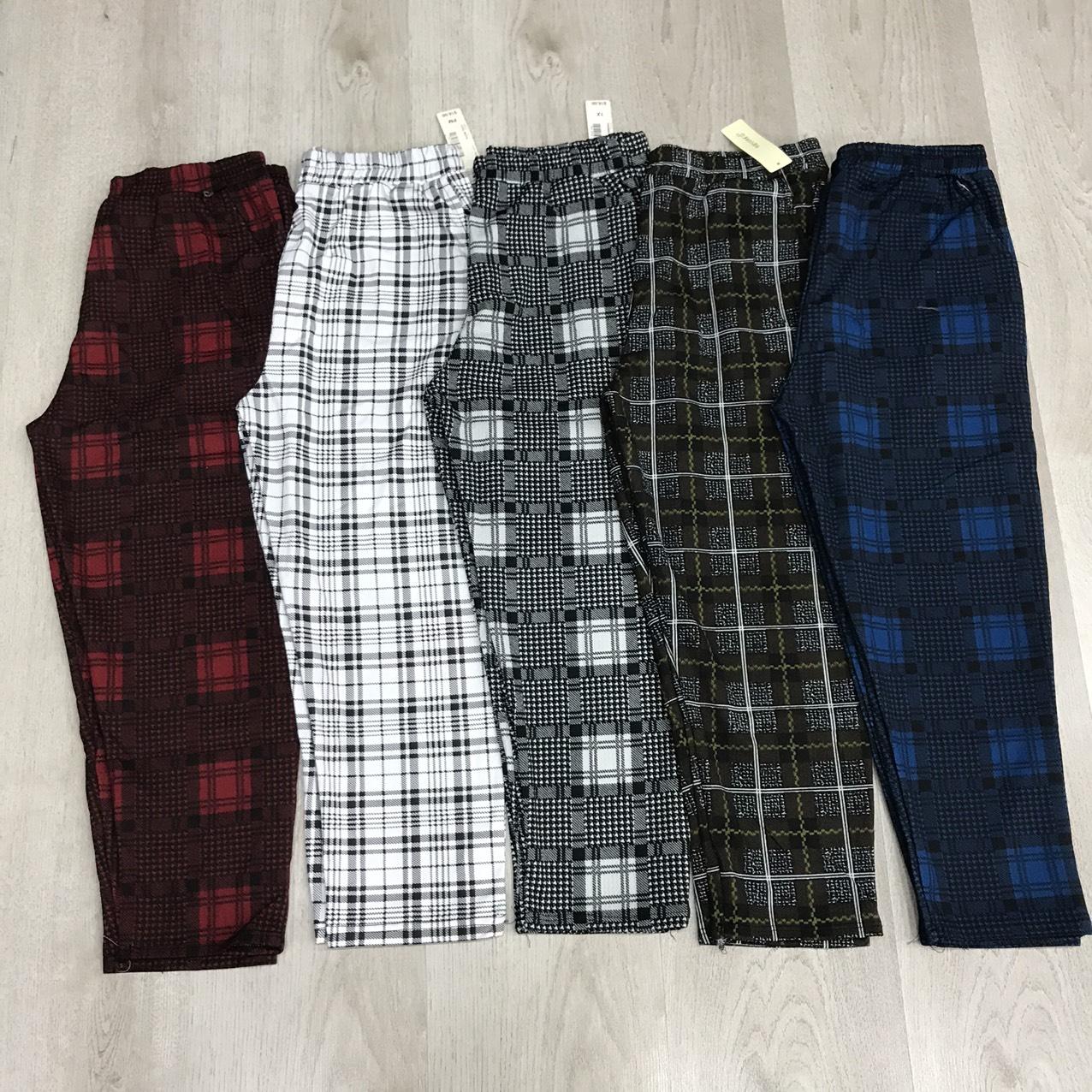 Quần baggy nữQuần thun lửng sọc caro