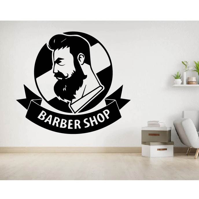 Decal Trang trí Barber, Salon cắt tóc P4
