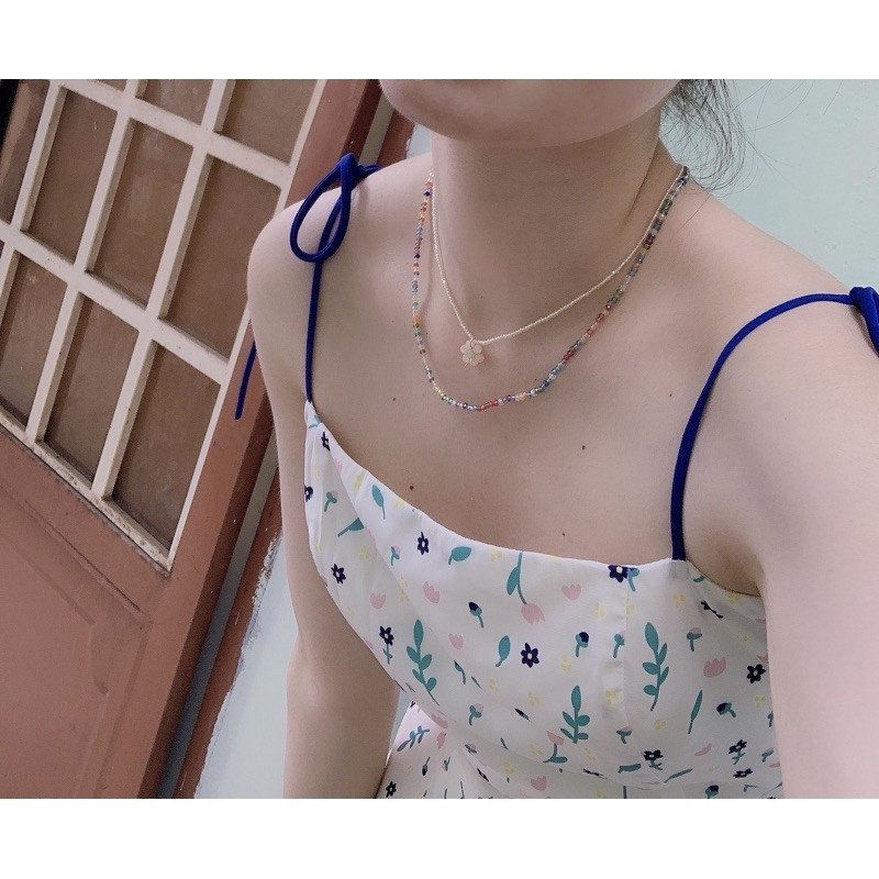 Vòng cổ pha lê mặt hoa