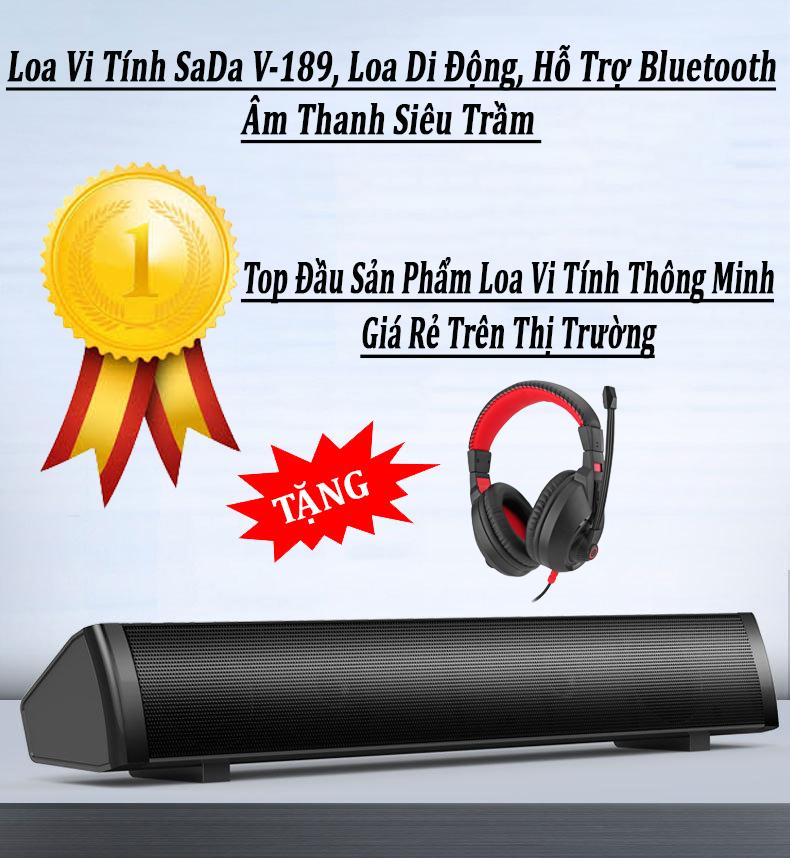 Loa Máy Vi Tính, Loa Bluetooth, Loa Soundbar, Loa Tivi , Loa Công Suất Lơn, Loa SADA V-189 - Hỗ Trợ Bluetooth 5.0 - Jack 3.5mm + Tặng Tai Nghe Chụp Tai Chuyên Game Cao Cấp