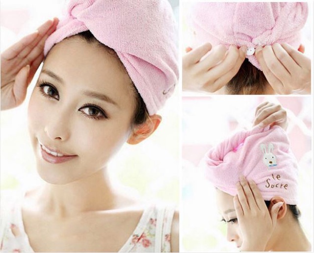 Khăn quấn ủ tóc Thỏ Siêu Thấm Nhanh Khô