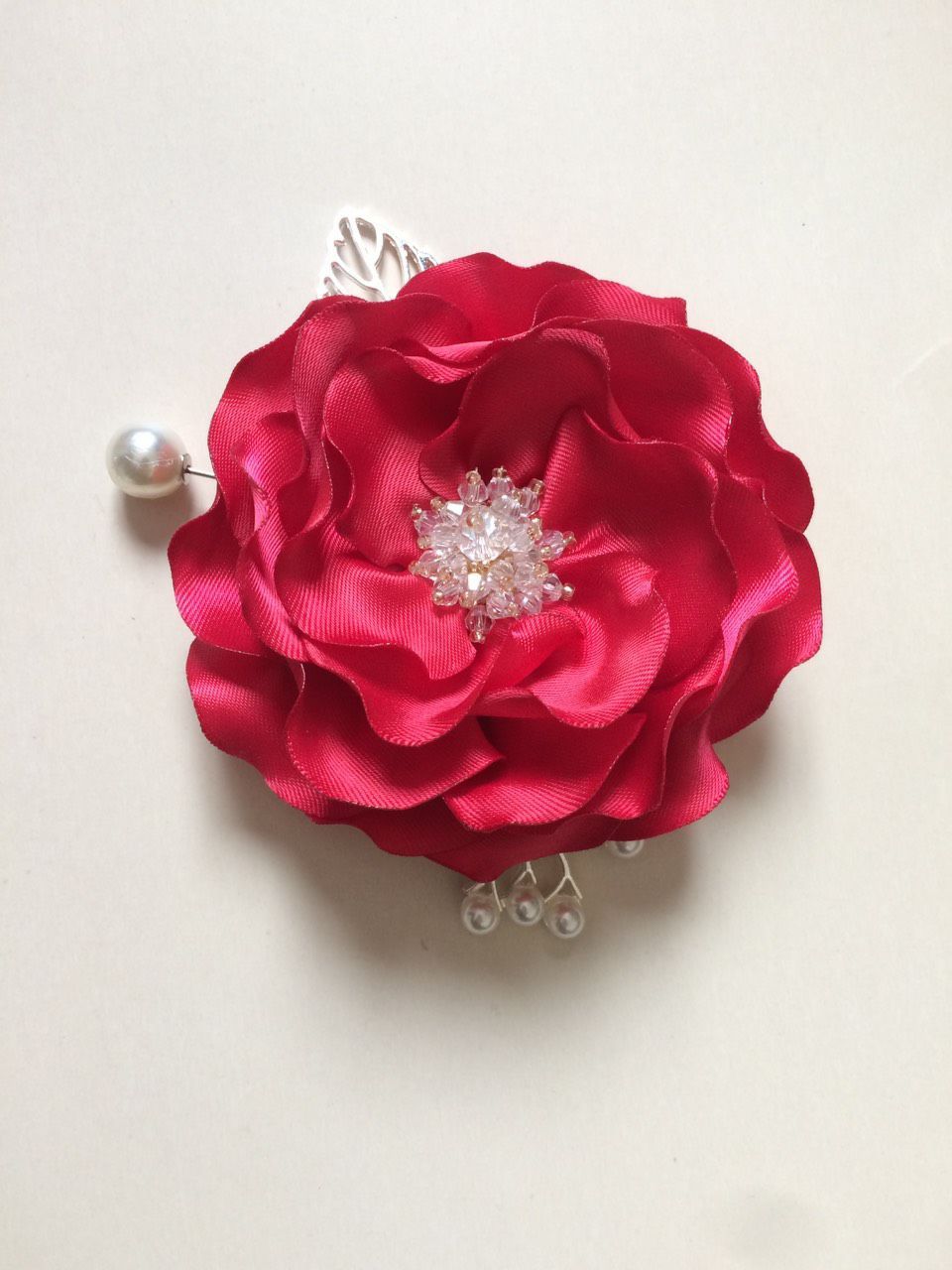 Hoa cài áo handmade bông hoa nhài lụa gấm mềm mịn