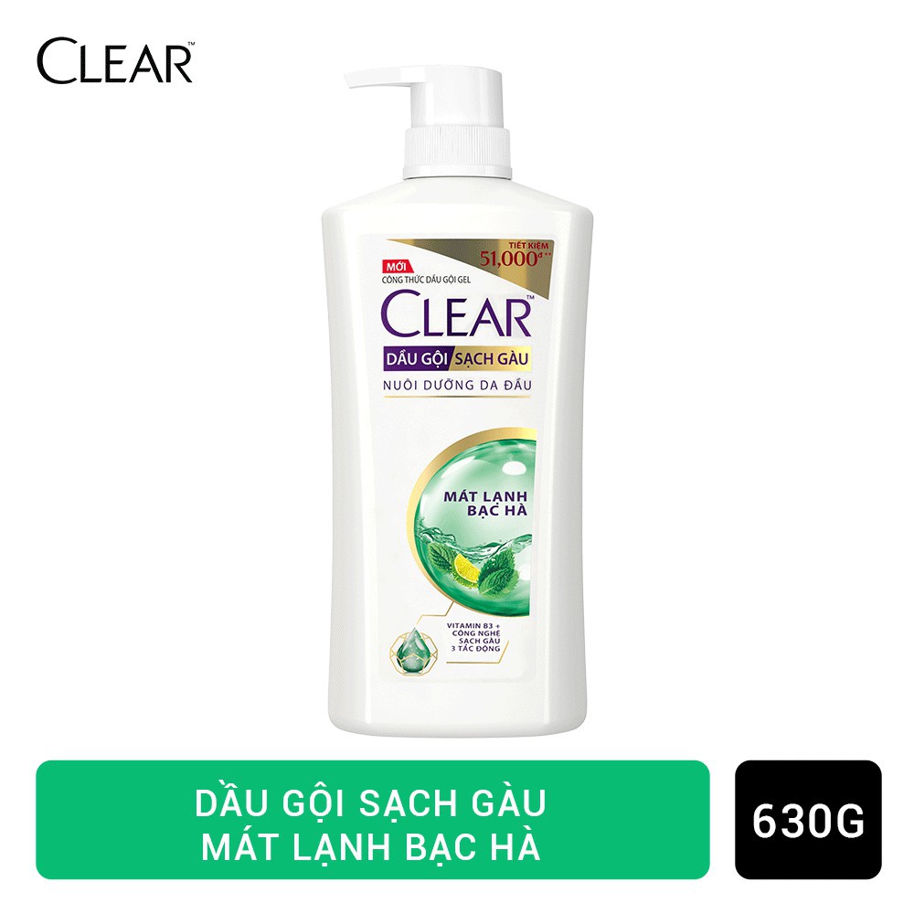 Dầu Gội CLEAR Bạc Hà 630g