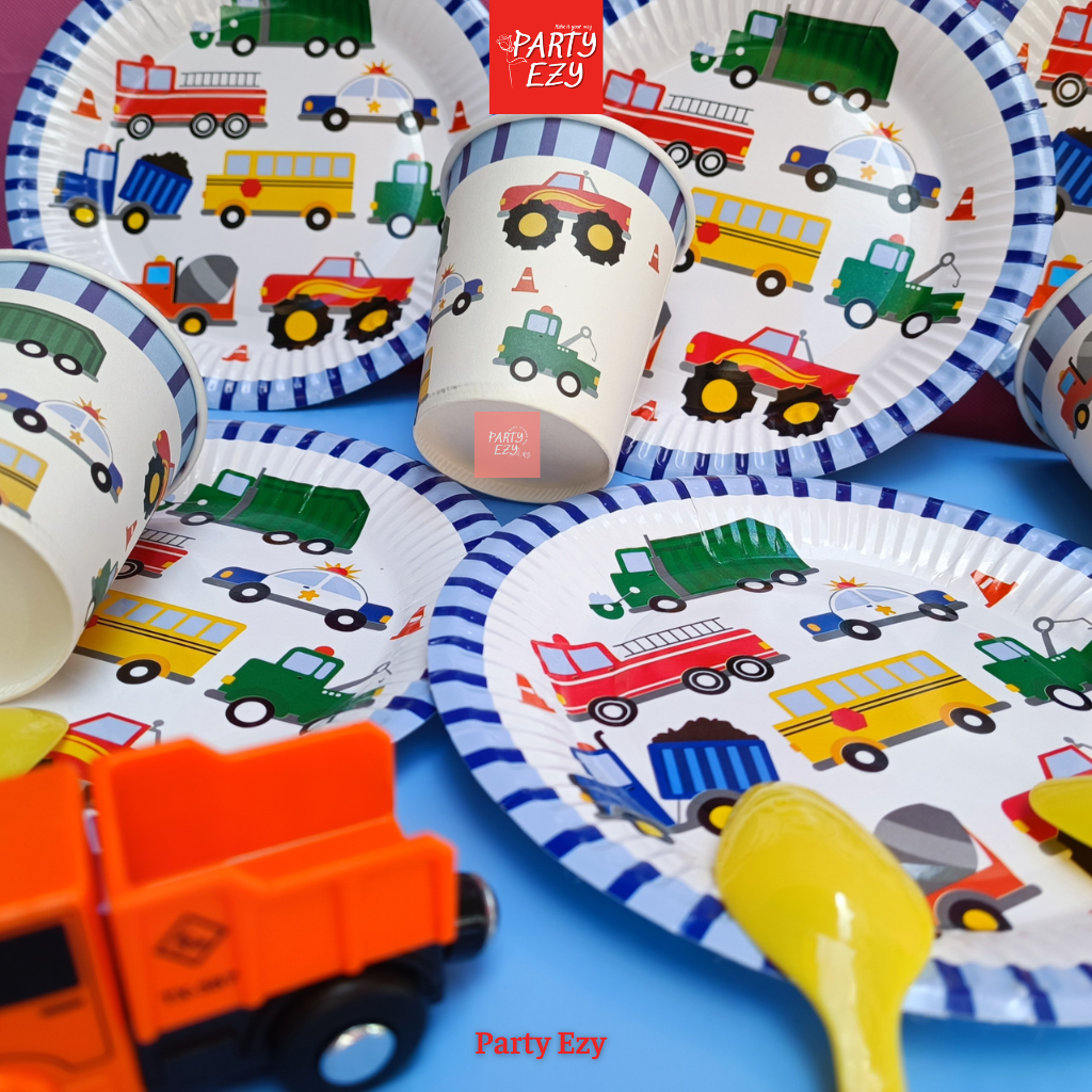 SET DĨA, LY GIẤY CHỦ ĐỀ XE CỘ, XE HƠI CHO BÉ