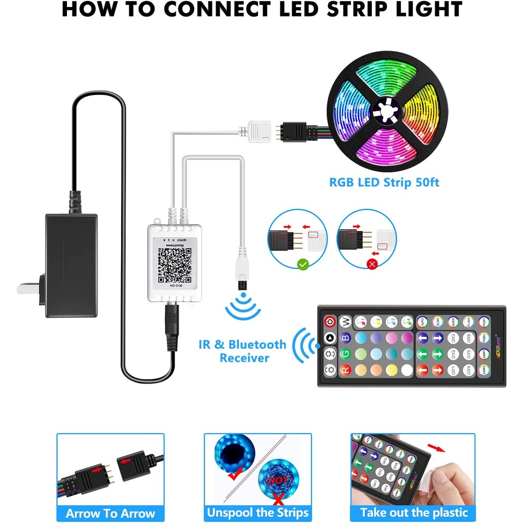 Dải đèn Led ánh Sáng RGB 5/10/15/ 20/30/40M, đèn led nháy theo nhạc, Với điều Khiển ứng Dụng Từ Xa, Cho đèn Led Phòng Ngủ Dải đèn Led Dải đèn Trang Trí, đèn ngủ decor phòng