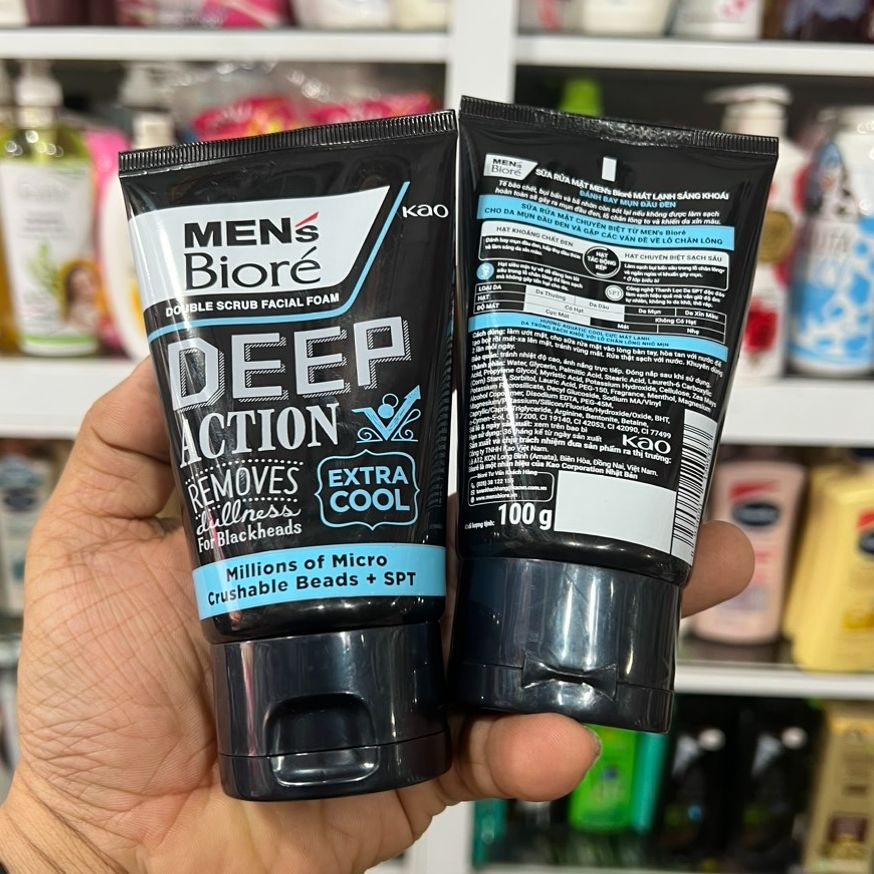 Sữa rửa mặt Biore Mens Deep Action mát lạnh sảng khoái 100g