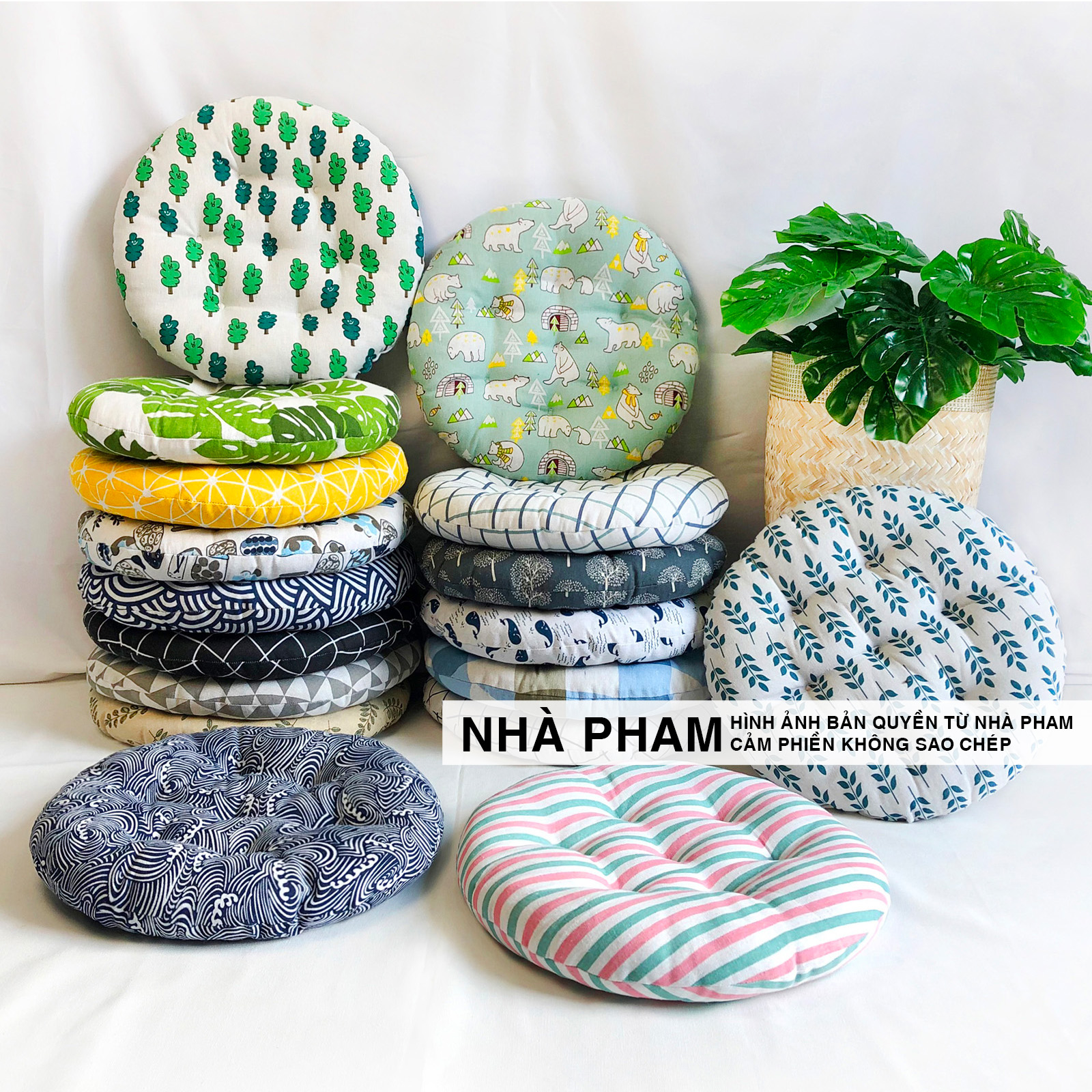 Đệm Tròn Ngồi Bệt PATTERN PHAM (40,45,50cm) (NO17-32)