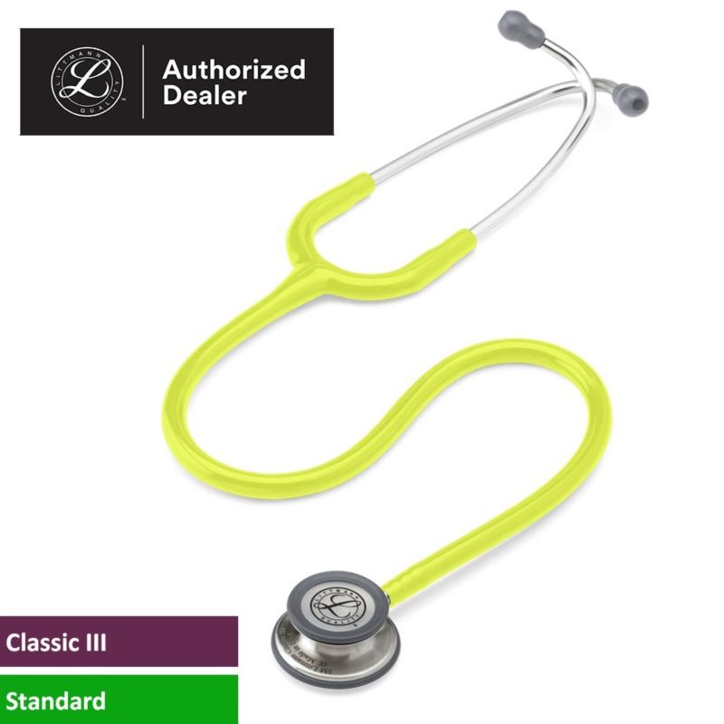 Ống nghe 3M Littmann Classic III, lớp phủ tiêu chuẩn, dây nghe màu vàng chanh, 27 inch, 5839