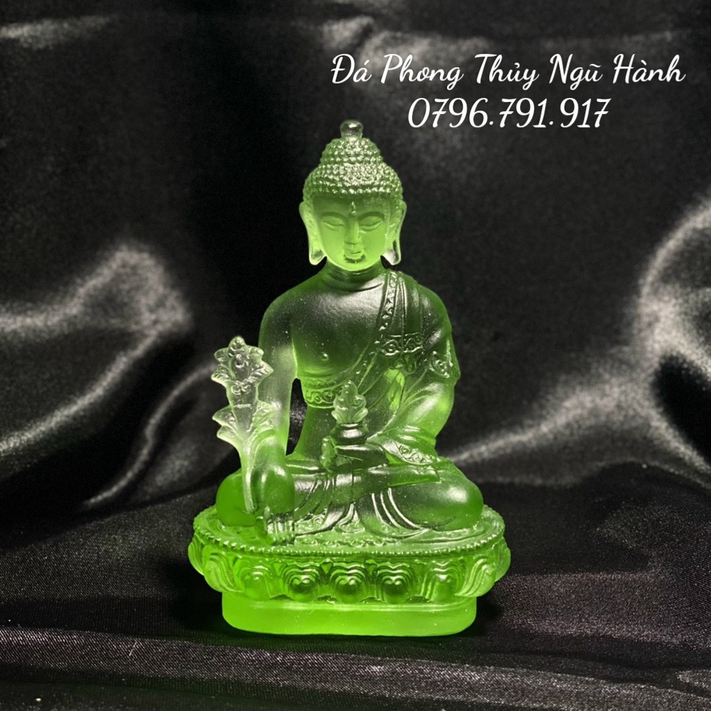 Tượng phật dược sư đá lưu ly cao cấp trang trí nội thất , tap lô ô tô - Cao 12cm