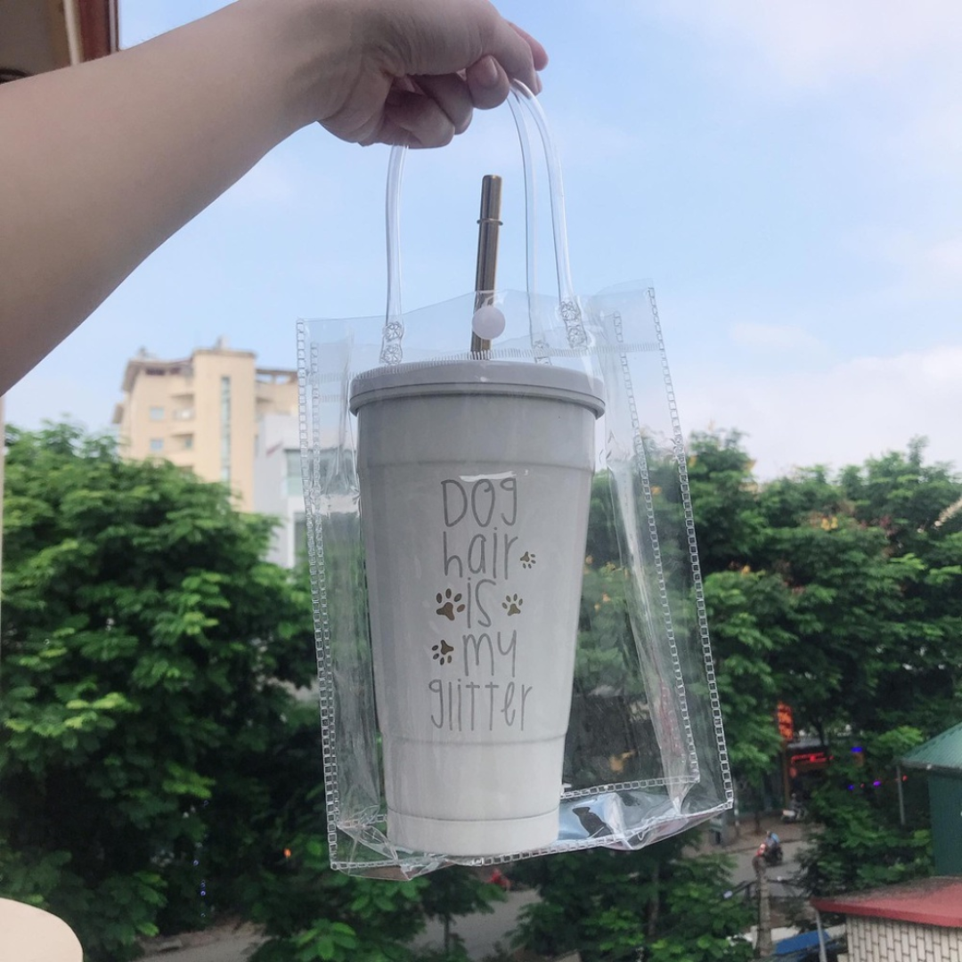 Tote bag heat insulating cup bag transparent travel mug bag gift portable storage cosmetic bag