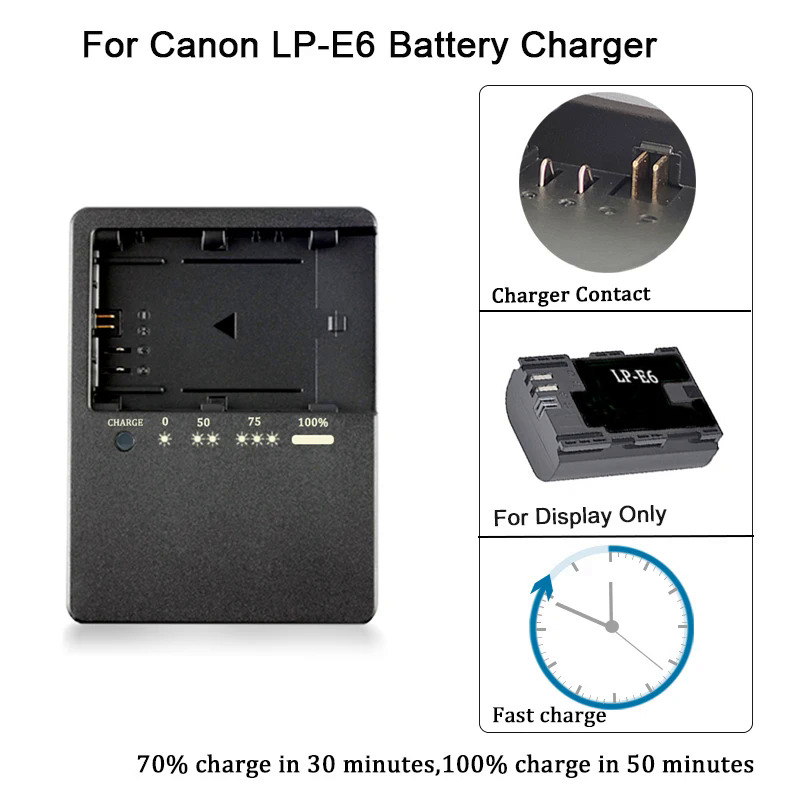 Lc-e6 pin sạc cho canon eos 5ds 70d 60d 7d 5d2 5dmark ii r6 r5 máy ảnh lp-e6 lp-e6n lc-e6e lce6e lce6 sạc