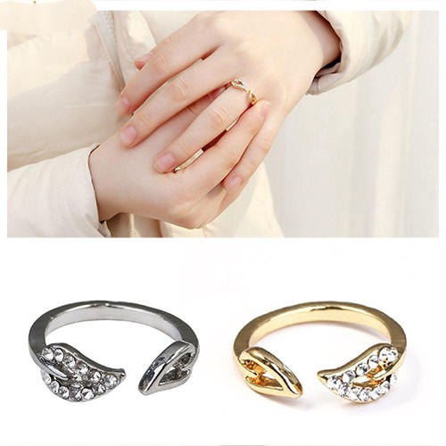 Nhẫn hở đính đá hình chiếc lá#Nhẫn hở đính đá hình chiếc lá