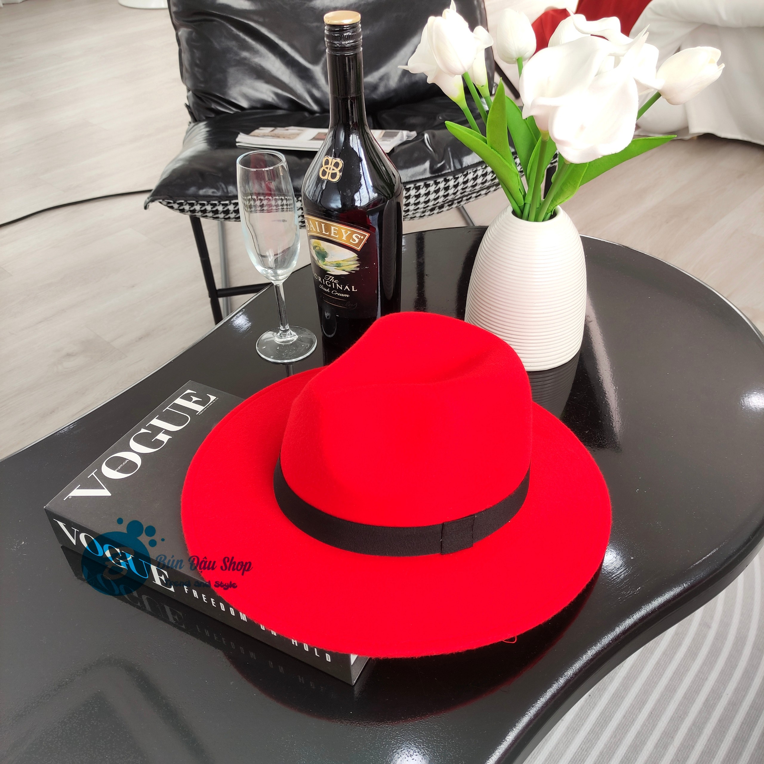 Mũ Phớt Fedora Dạ Nỉ Đai Đen Thời Thượng