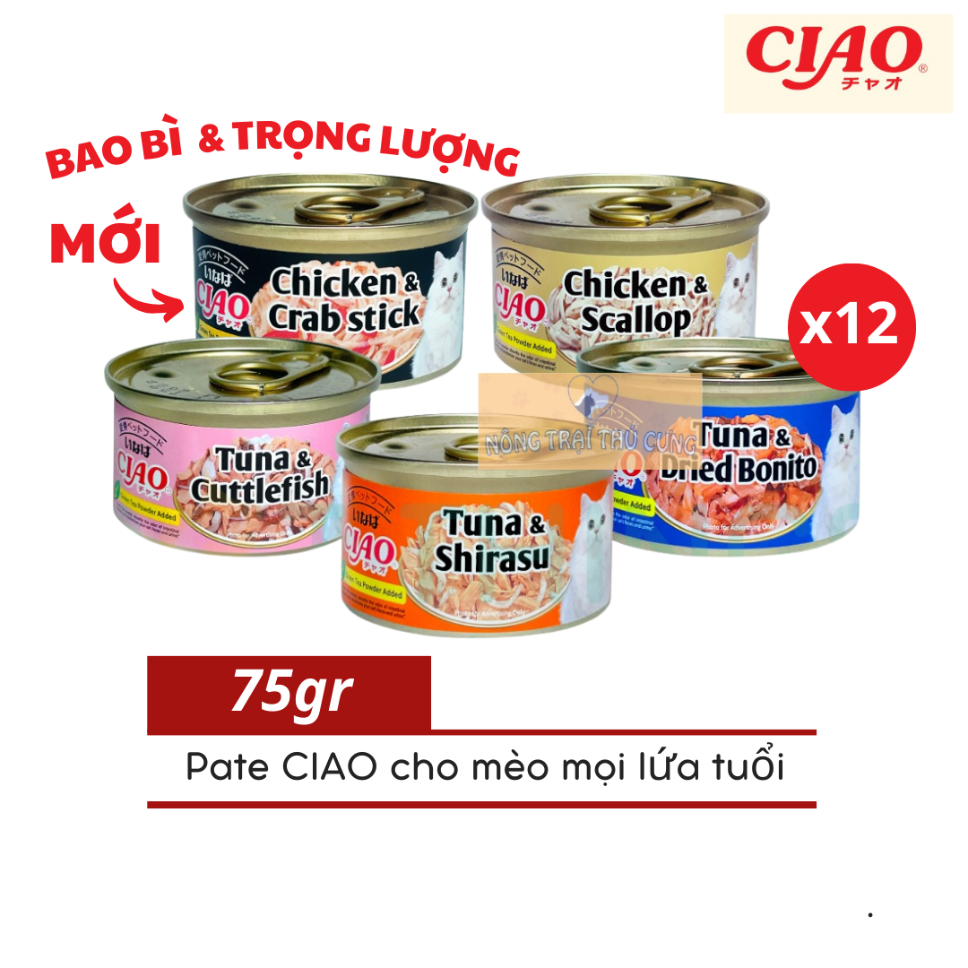 Pate ciao cho mèo lon 75gr – nhiều vị -