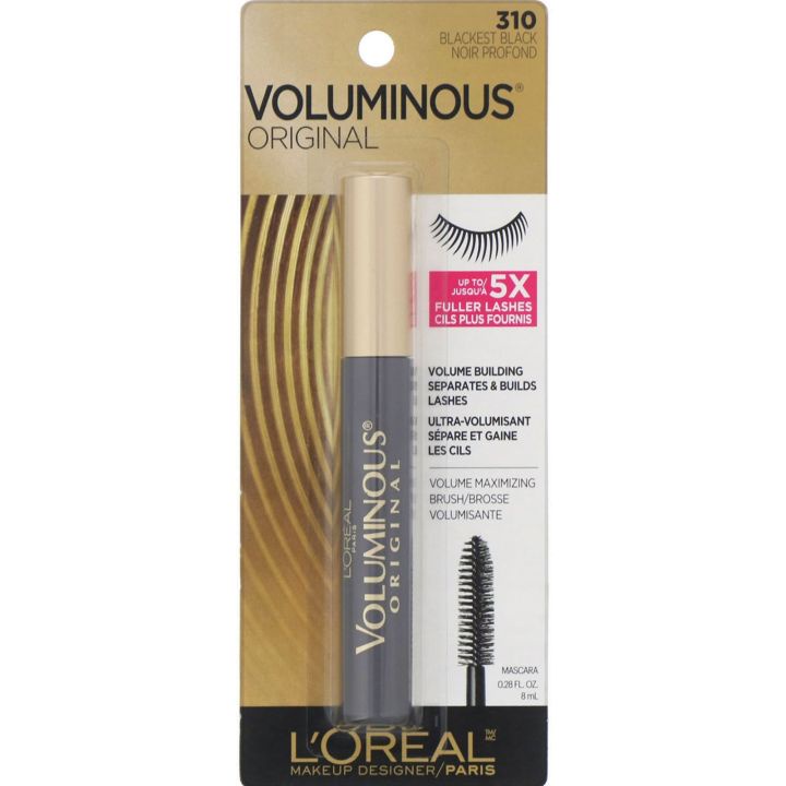 Mascara l'oreal paris voluminous original mascara - blackest black 310/black noir 360/carbon black 395/365 black brown (