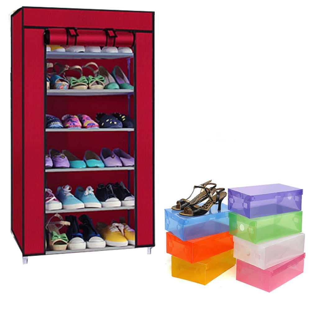 [HCM]Tủ vải đựng giày dép 1 buồng 6 ngăn (giao ngẫu nhiên màu)
