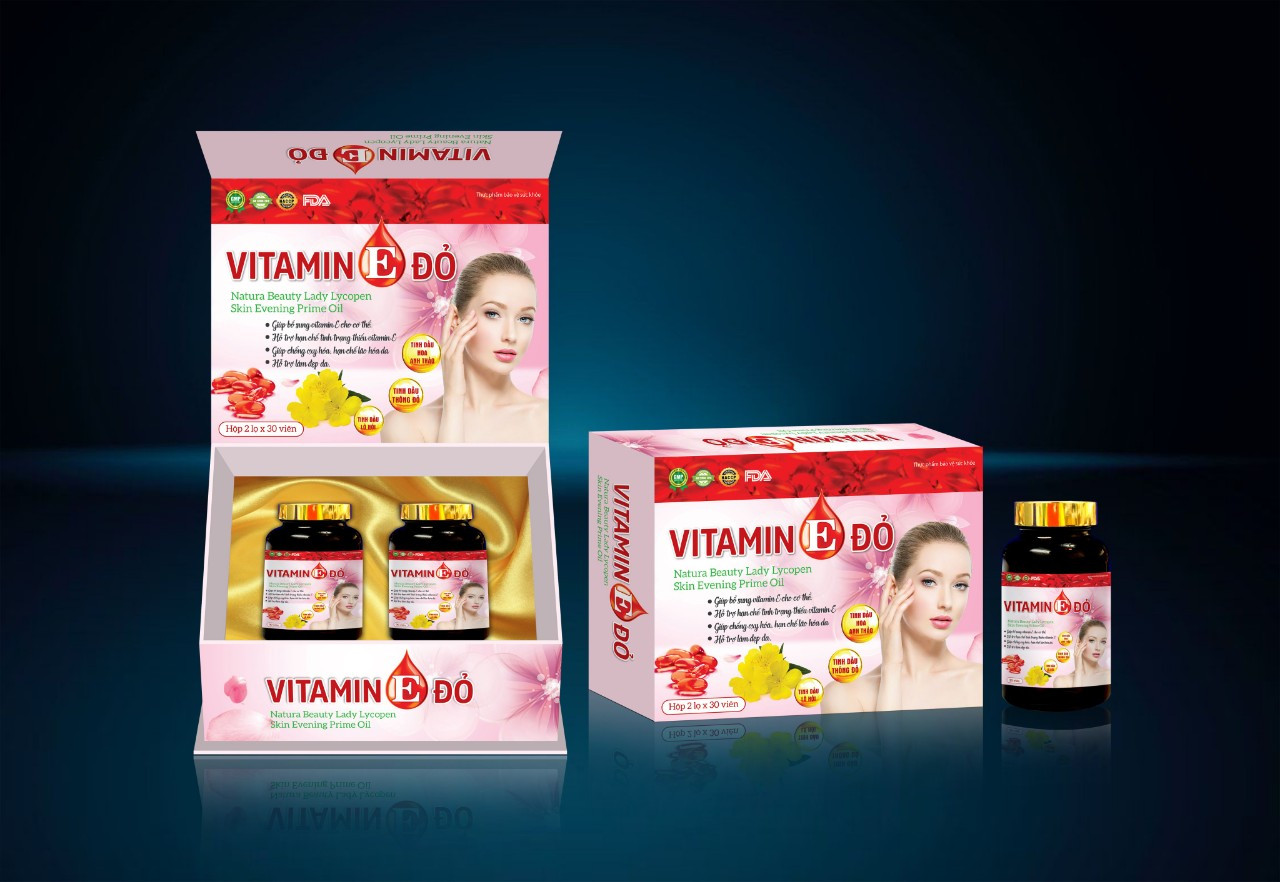 Viên Uống Đẹp Da Vitamin E Đỏ Natura Beaty Lady Lycopen Skin Evening Prime