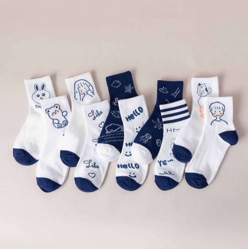 Set 5 Đôi Tất Vớ Nữ Trắng Cao Cổ Ms.Hello