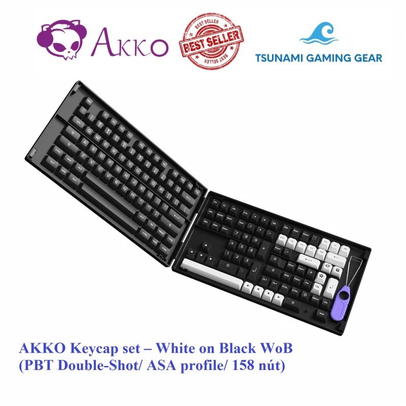 Bộ keycap phím cơ AKKO Keycap set – White on Black WoB (PBT Double-Shot/ ASA profile/ 158 nút)